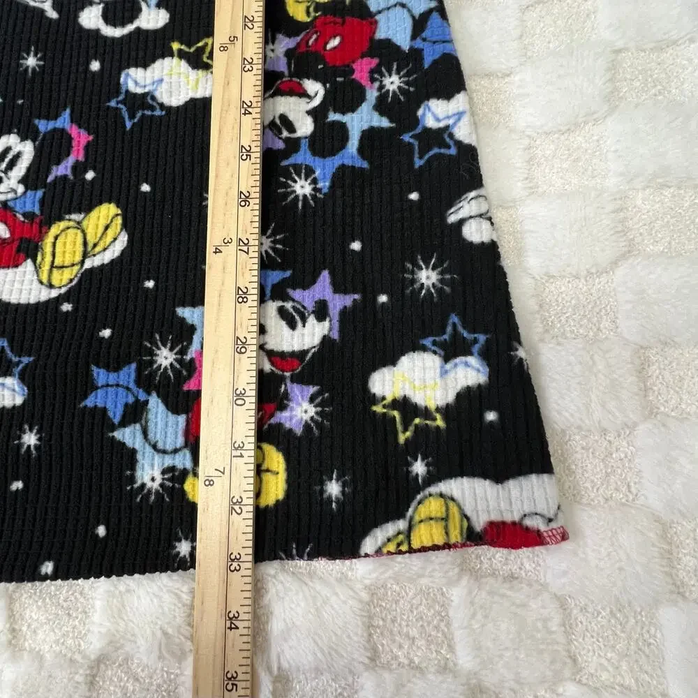 Disney Mickey Mouse Sleep Shirt Nightgown Womens Medium Black Waffle Knit Pajama - Picture 7 of 7